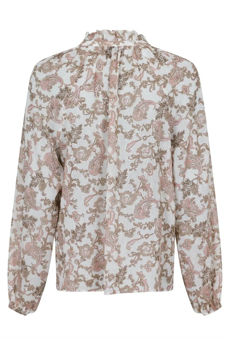 Cobie Glitter Paisley Blouse | White | Bluse fra Neo Noir