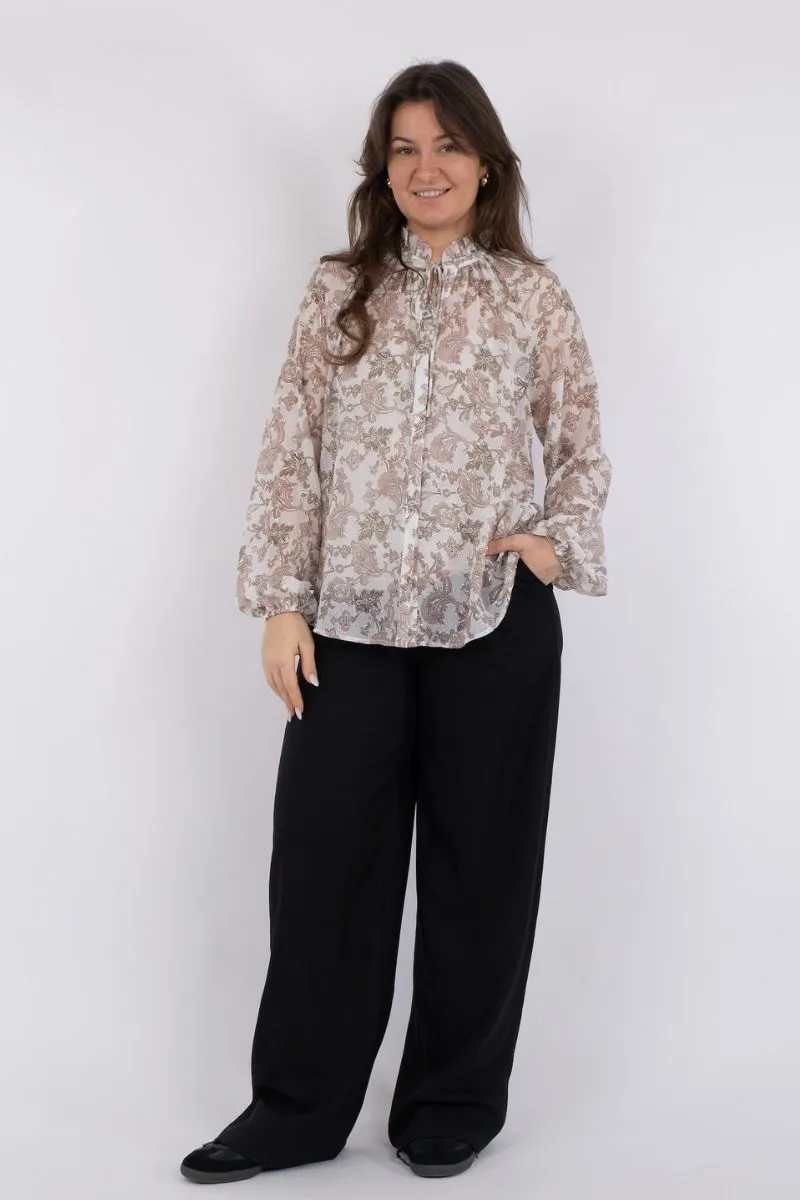 Cobie Glitter Paisley Blouse | White | Bluse fra Neo Noir