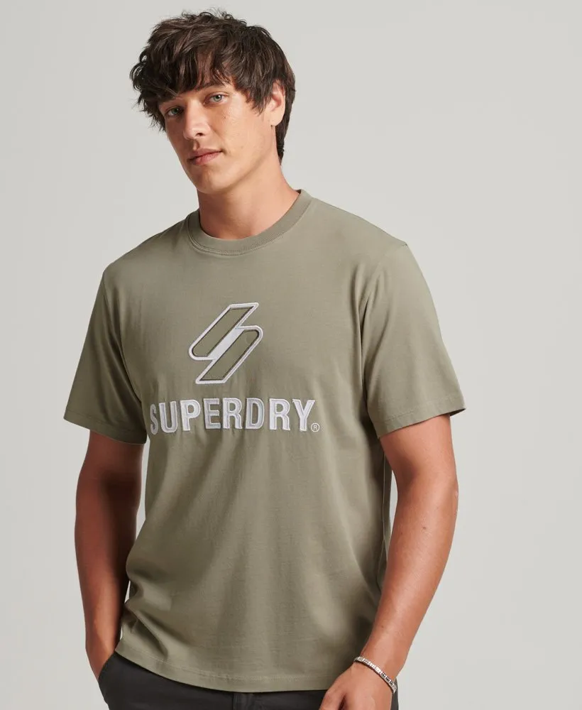 Code Logo Stacked Applique T Shirt | Light Khaki