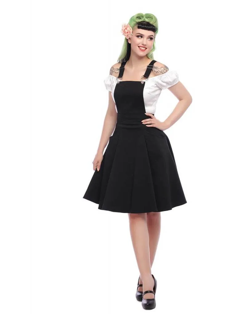 Collectif Kayden Overalls 50's Swing Dress Black