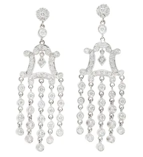 Contemporary 2.20 CTW 18 Karat White Gold Chandelier Drop Fringe Earrings