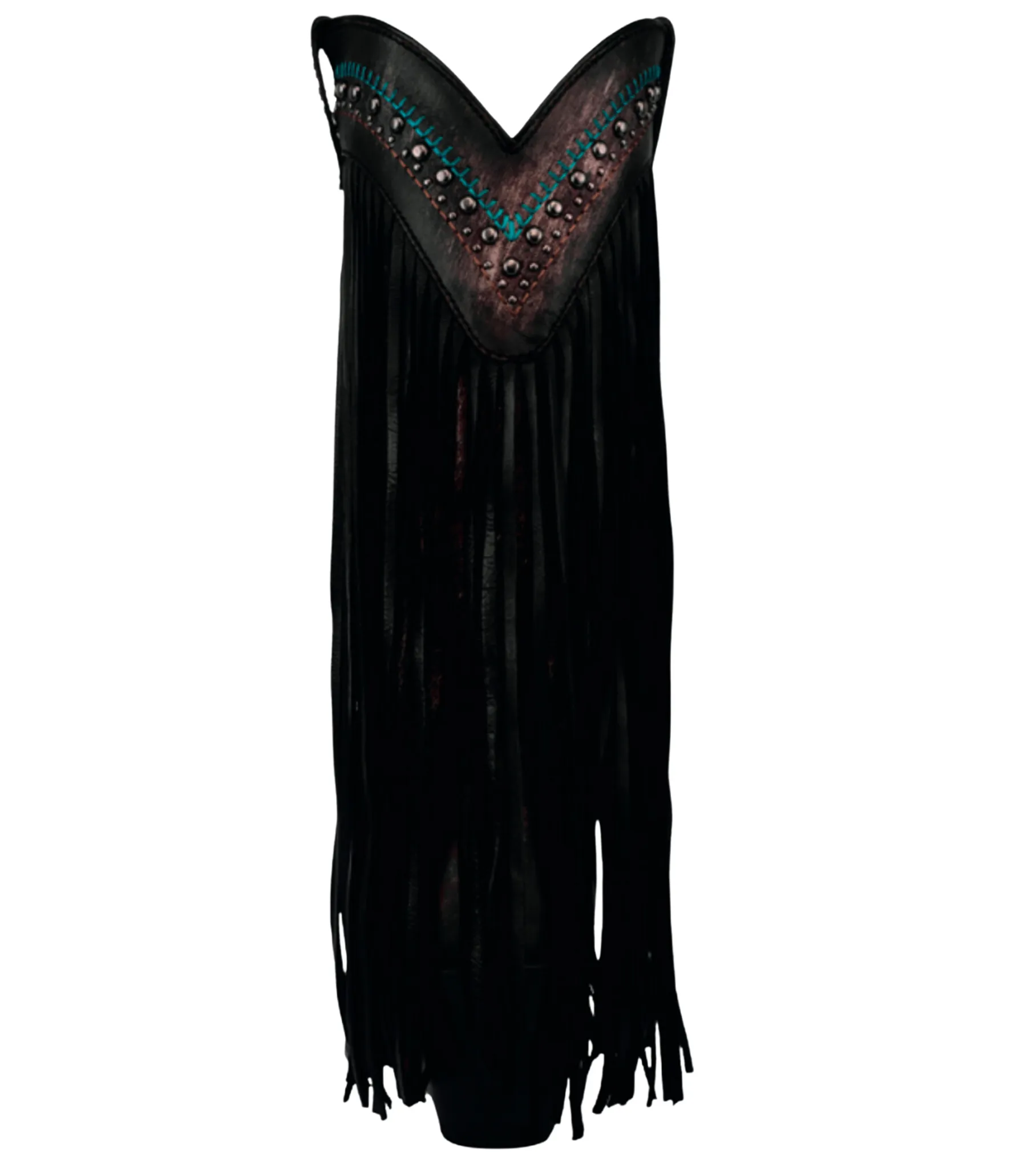 Corral Black Embroidery Crystals Lamb Fringe C4078