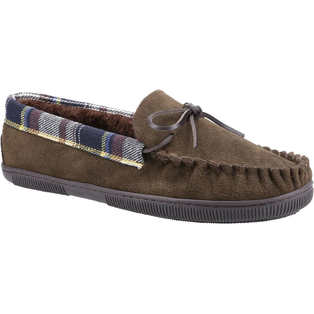 Cotswold Sodbury Slip On Moccasin Slipper Brown