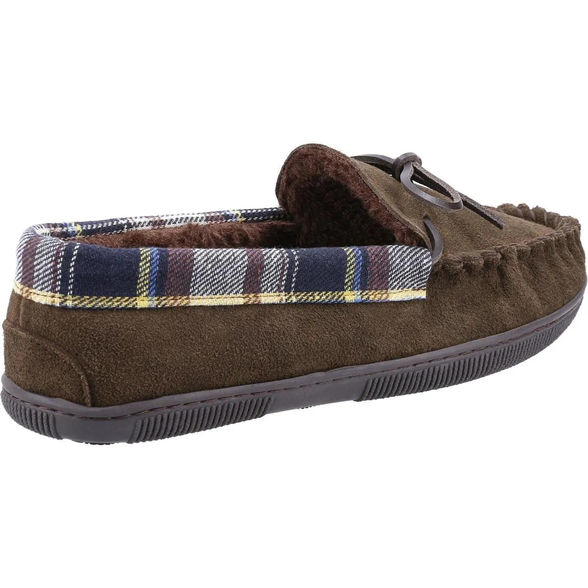 Cotswold Sodbury Slip On Moccasin Slipper Brown