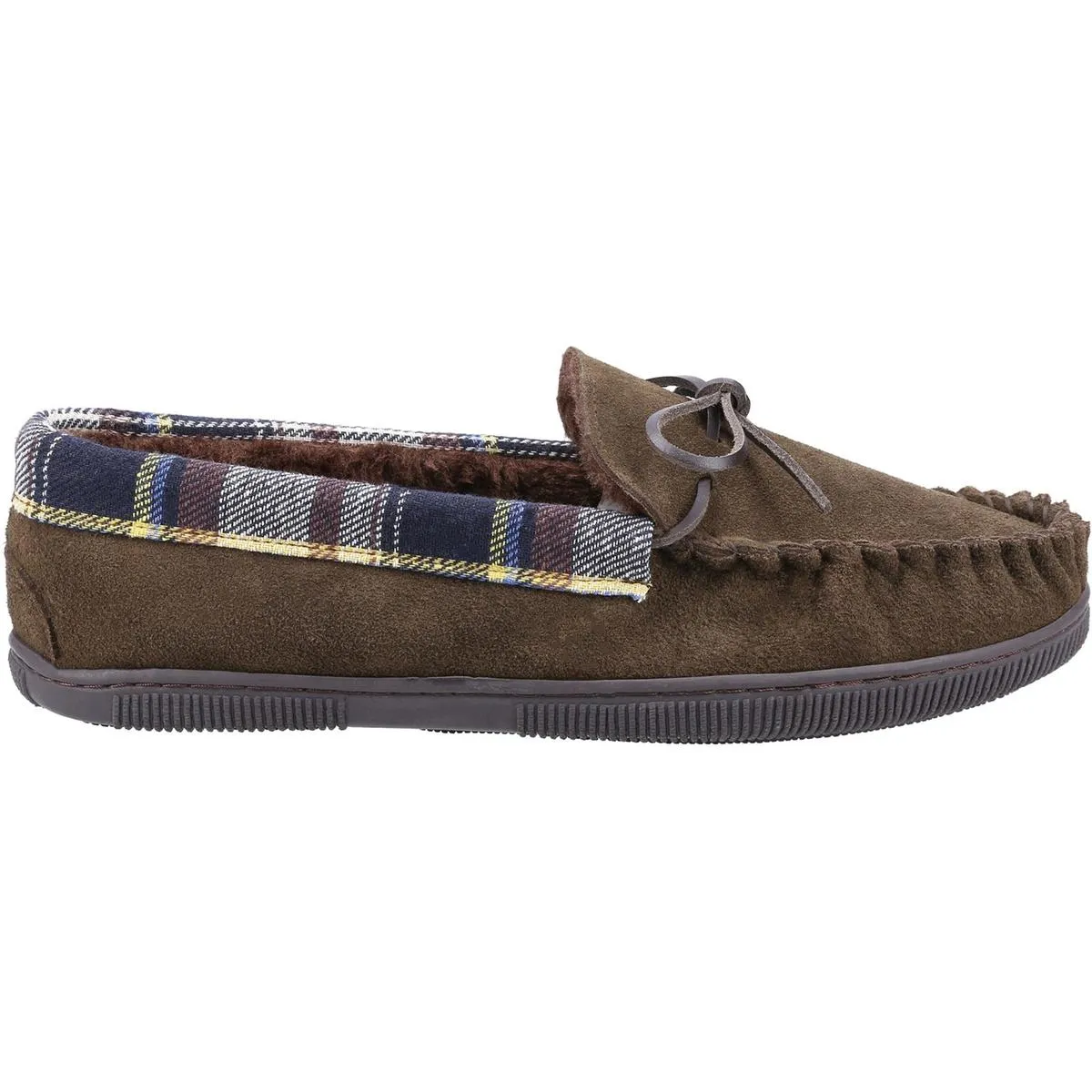 Cotswold Sodbury Slip On Moccasin Slipper Brown