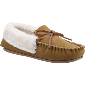 Cotswold Sopworth Slip on Moccasin Slipper Tan