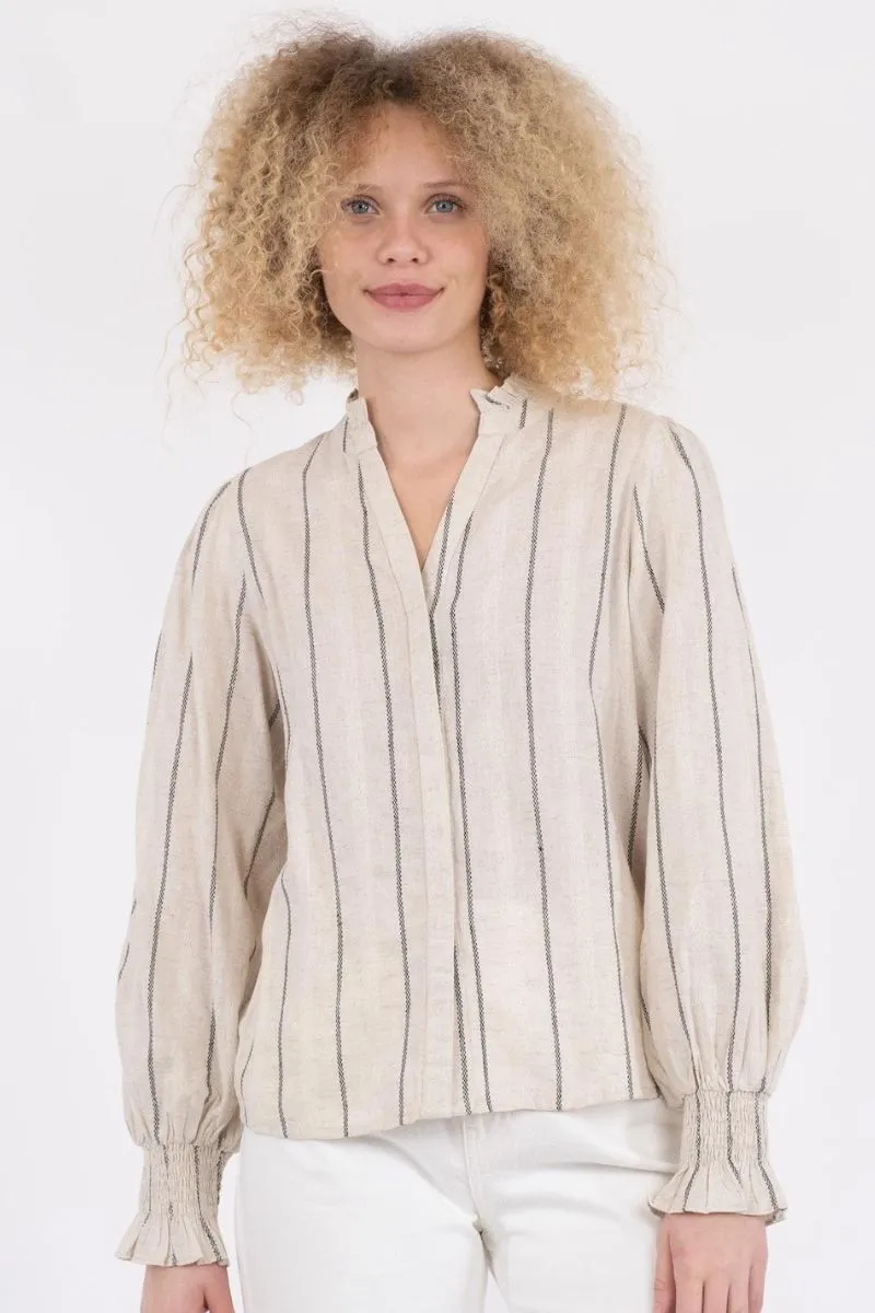 Dalli Stripe Blouse | Natural | Bluse fra Neo Noir