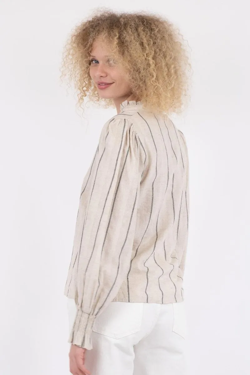 Dalli Stripe Blouse | Natural | Bluse fra Neo Noir