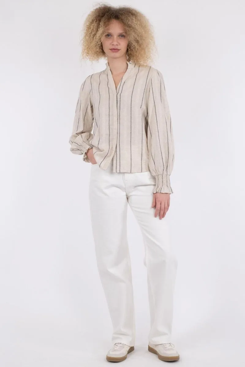 Dalli Stripe Blouse | Natural | Bluse fra Neo Noir