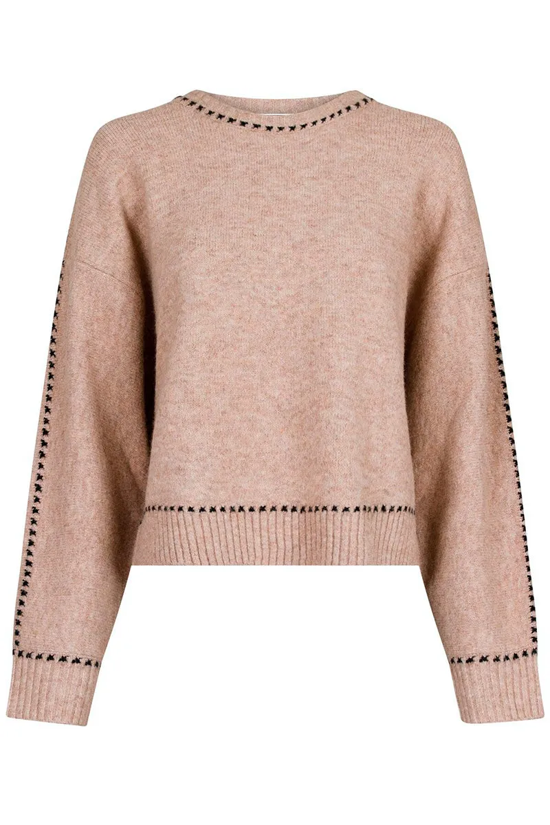 Detri Knit Blouse | Beige Melange | Bluse fra Neo Noir