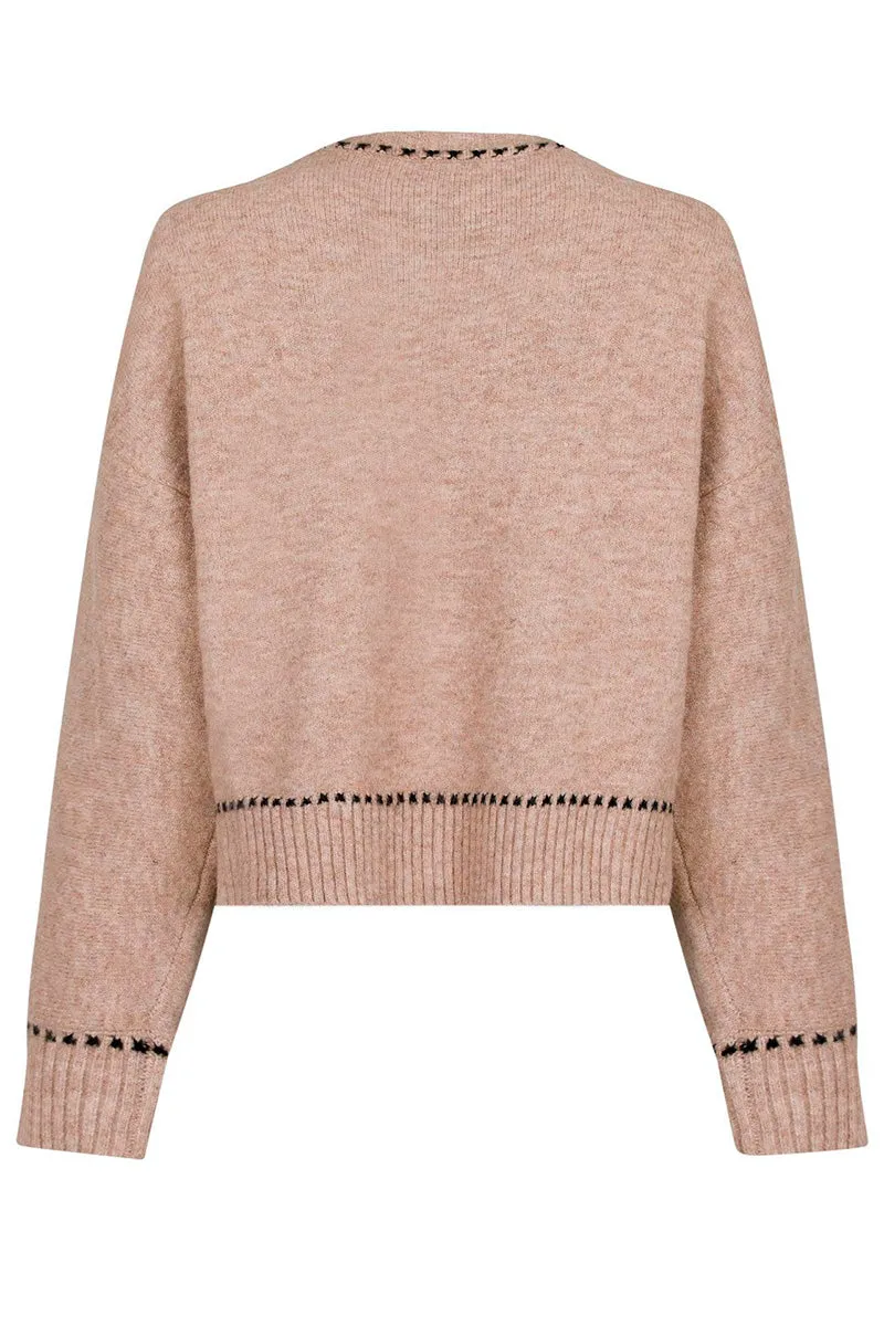 Detri Knit Blouse | Beige Melange | Bluse fra Neo Noir