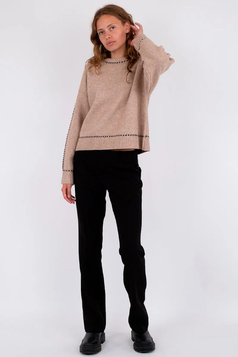 Detri Knit Blouse | Beige Melange | Bluse fra Neo Noir