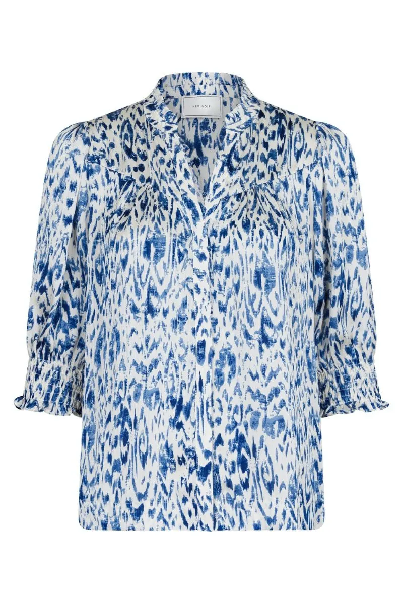 Diana Graphic Blouse | Blue | Bluse fra Neo Noir