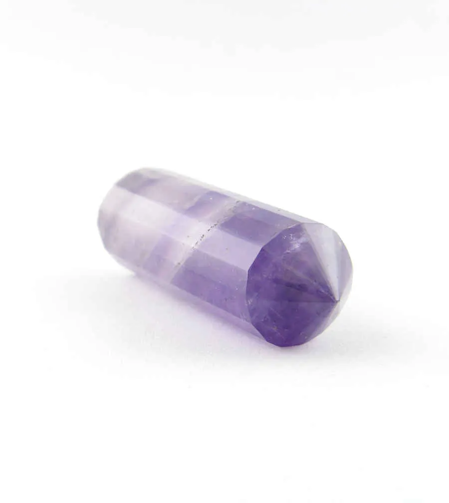 Double-Pointed Tapered Amethyst With 16-Sides