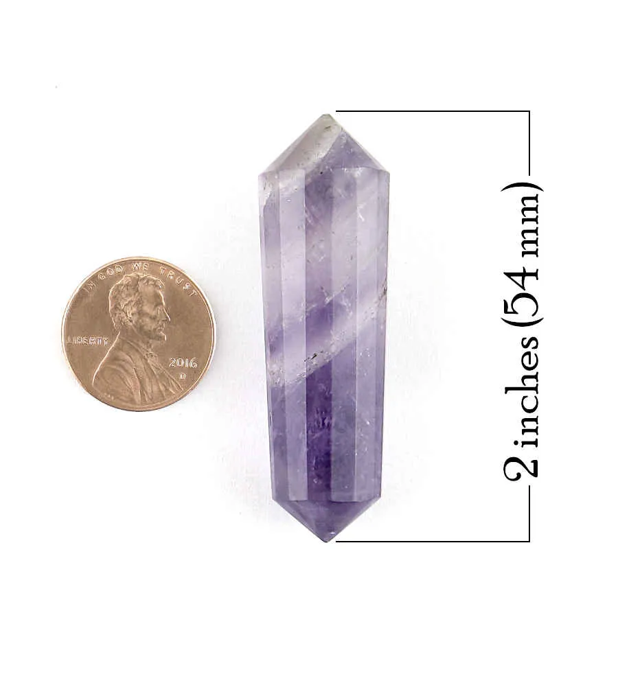 Double-Pointed Tapered Amethyst With 16-Sides