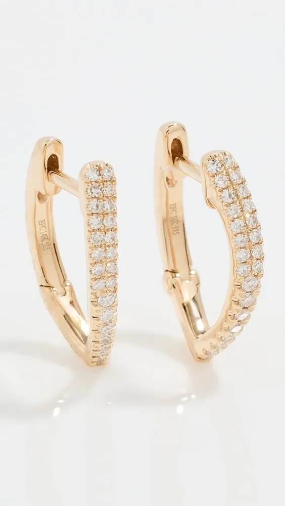 EF Collection   14k Diamond Pointed Huggie Earrings 