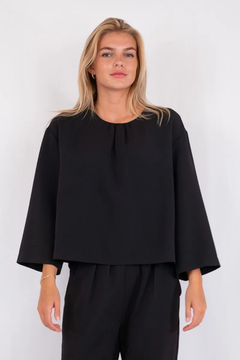 Elio Crepe Blouse | Black | Bluse fra Neo Noir