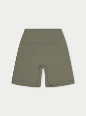 EMBLEM SCULPTING CYCLING SHORTS - KHAKI