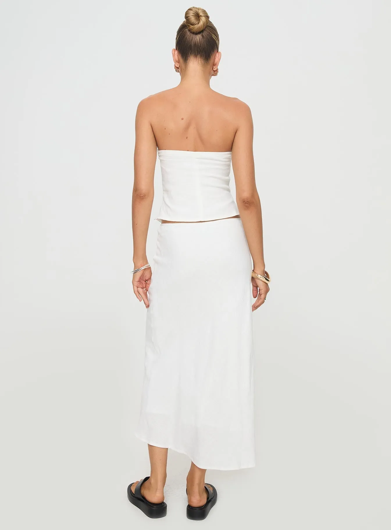 Ermias Linen Blend Midi Skirt White