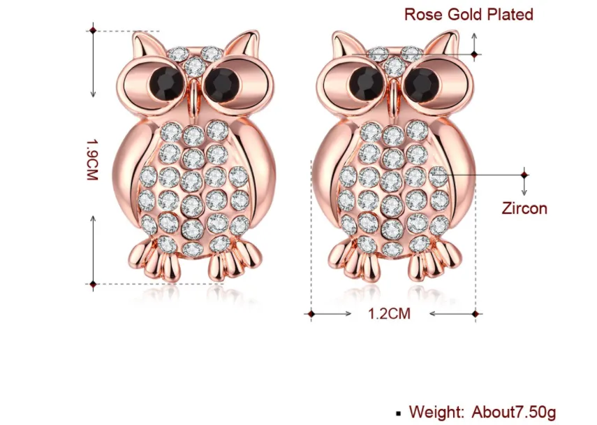 Fashion owl stud earrings