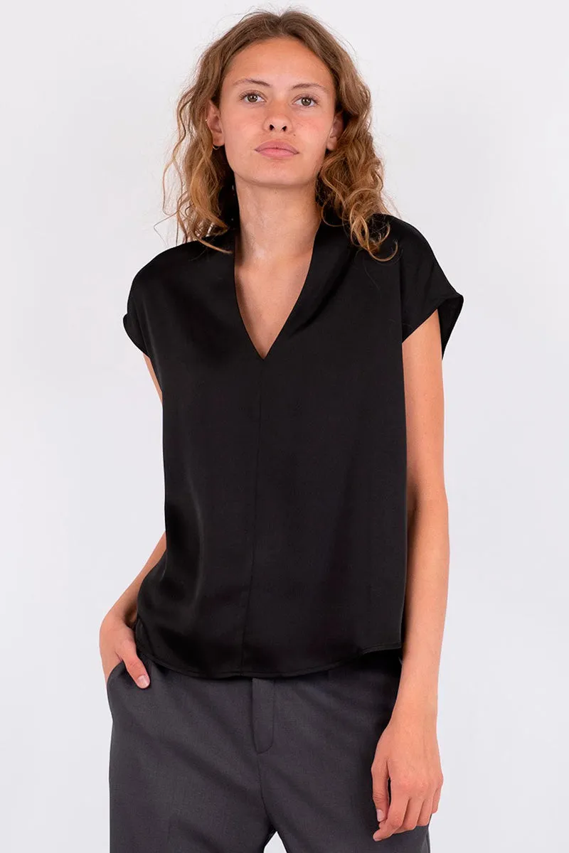 Flana Drapy Satin Blouse | Top fra Neo Noir