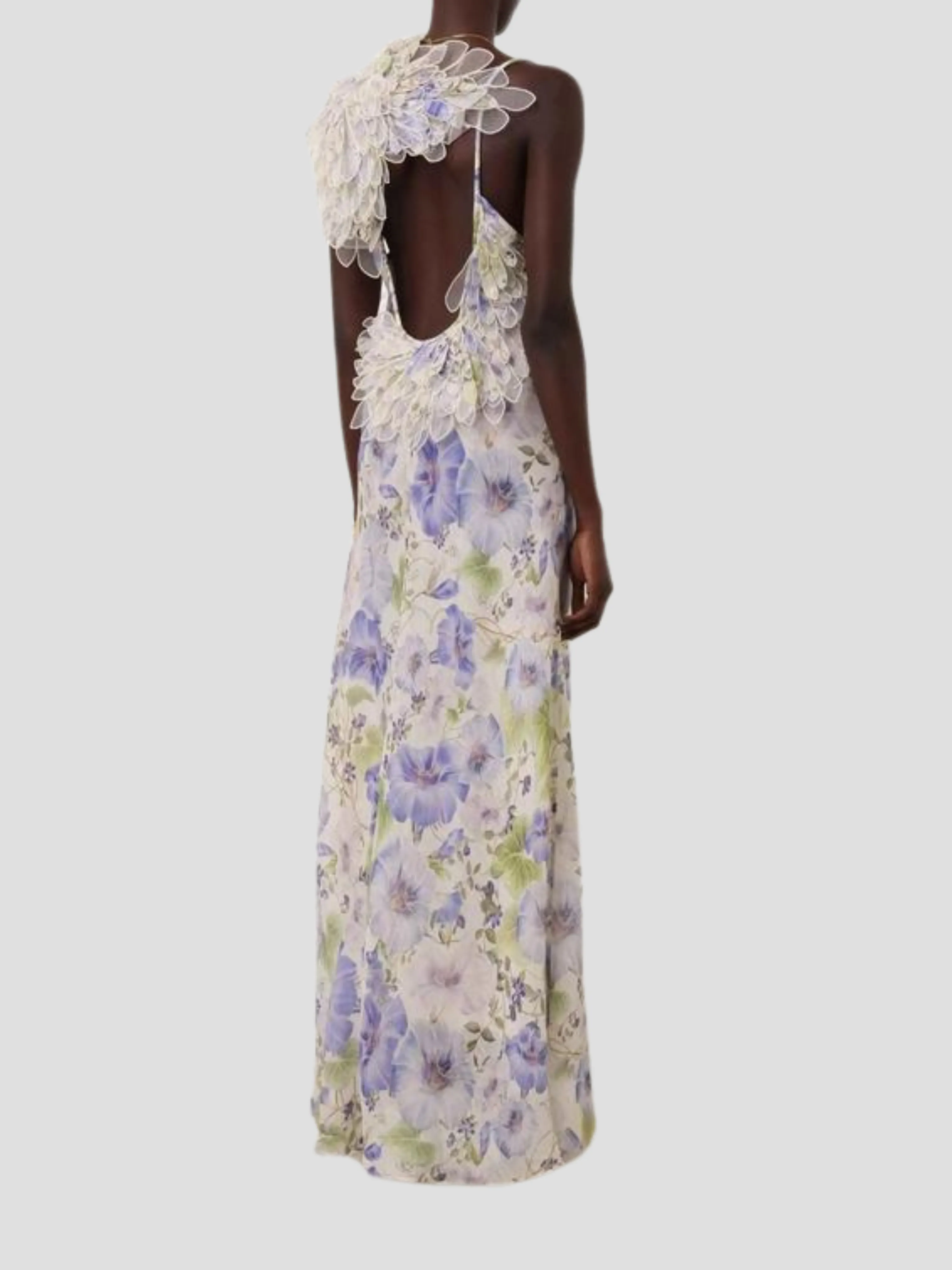 Floral Natura Feather Slip Gown