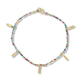 FRINGE BRACELET ON MULTICOLOR BEADS