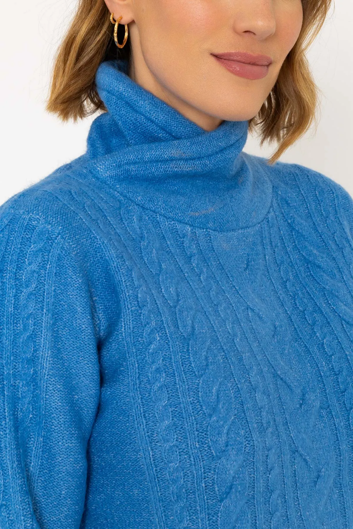 Funnel Neck Knit Jumper in Blue