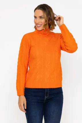 Funnel Neck Knit Jumper in Orange