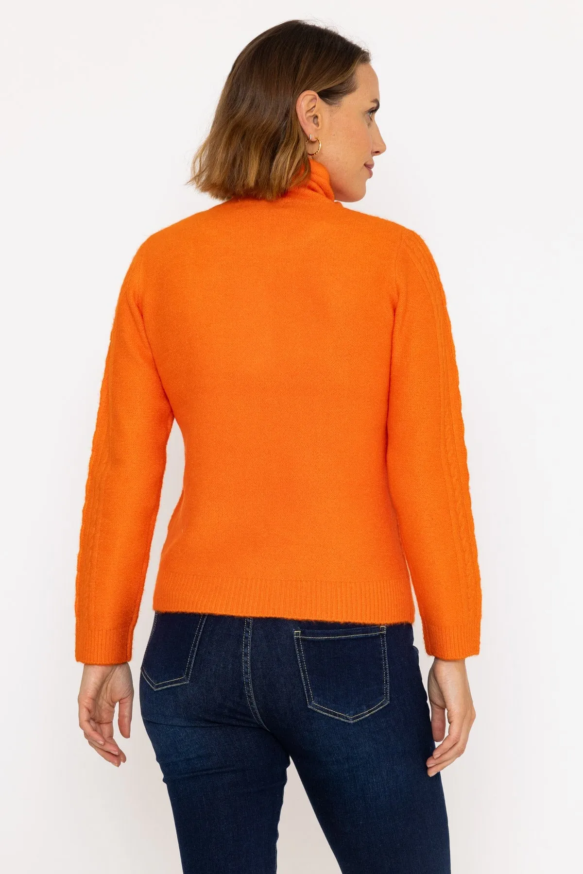 Funnel Neck Knit Jumper in Orange