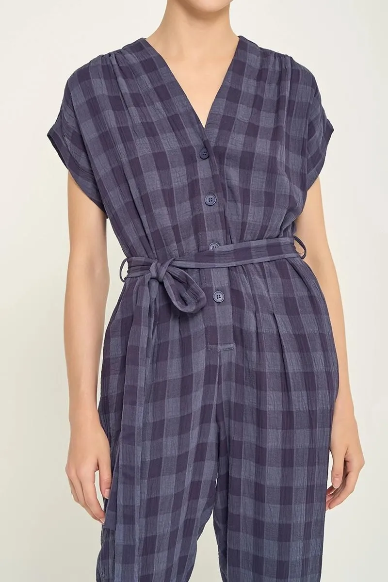 Gauze Gingham Jumpsuit