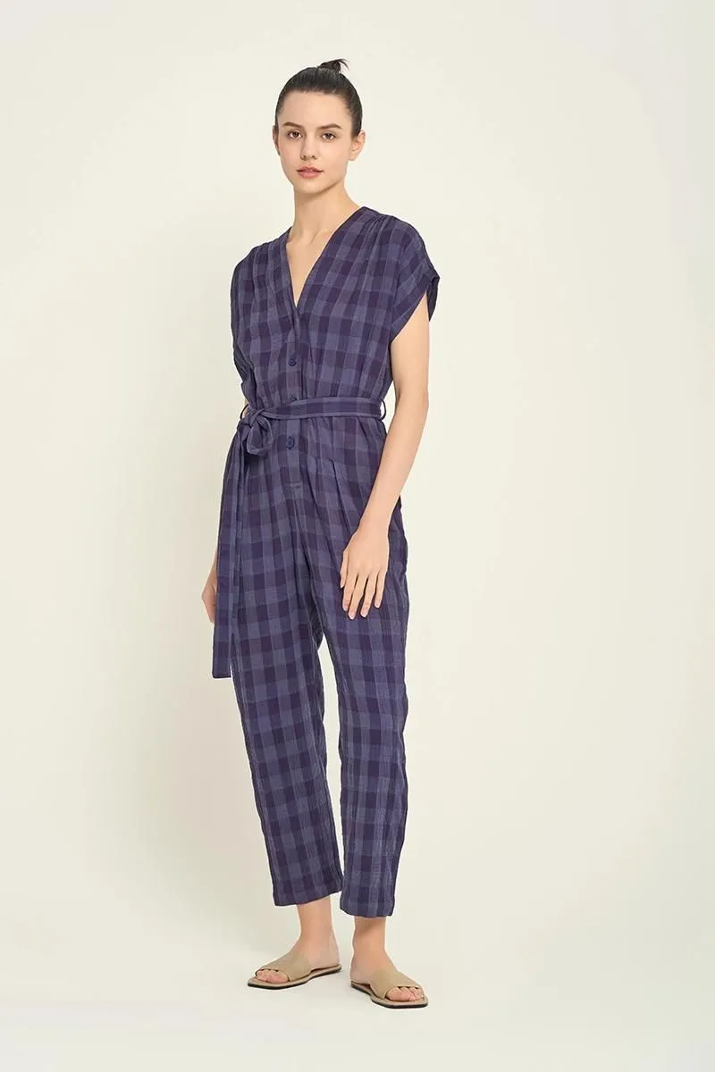 Gauze Gingham Jumpsuit