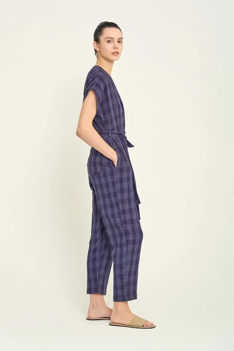 Gauze Gingham Jumpsuit