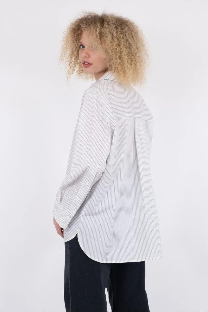 Gili Stripe Shirt | White | Skjorte fra Neo Noir