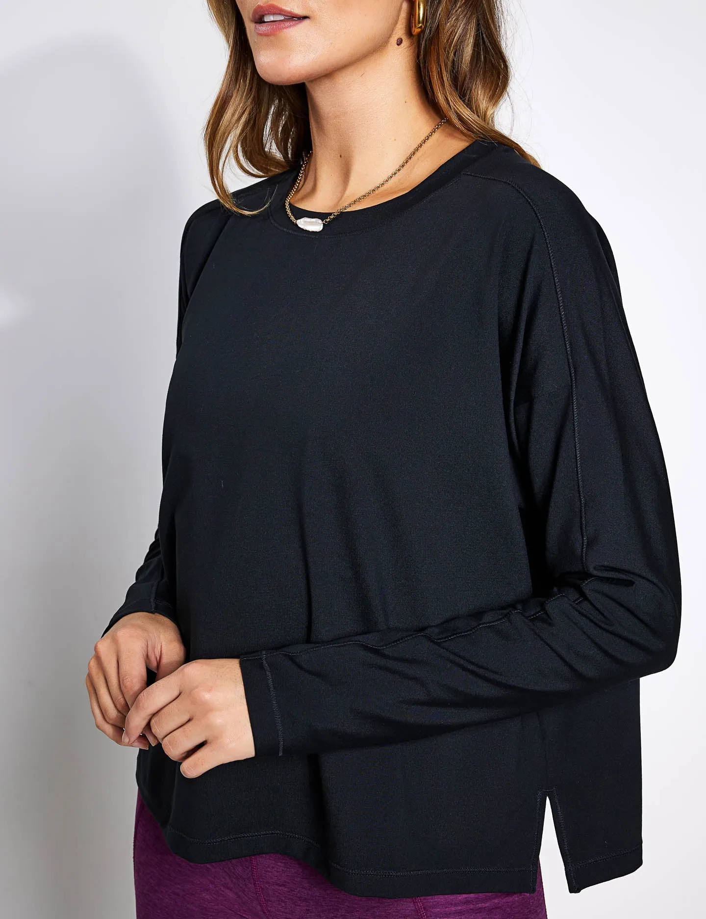 Girlfriend Collective ReSet Long Sleeve Tee - Black