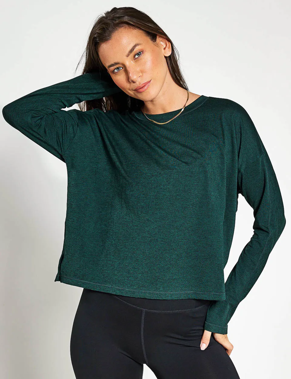 Girlfriend Collective ReSet Long Sleeve Tee - Moss