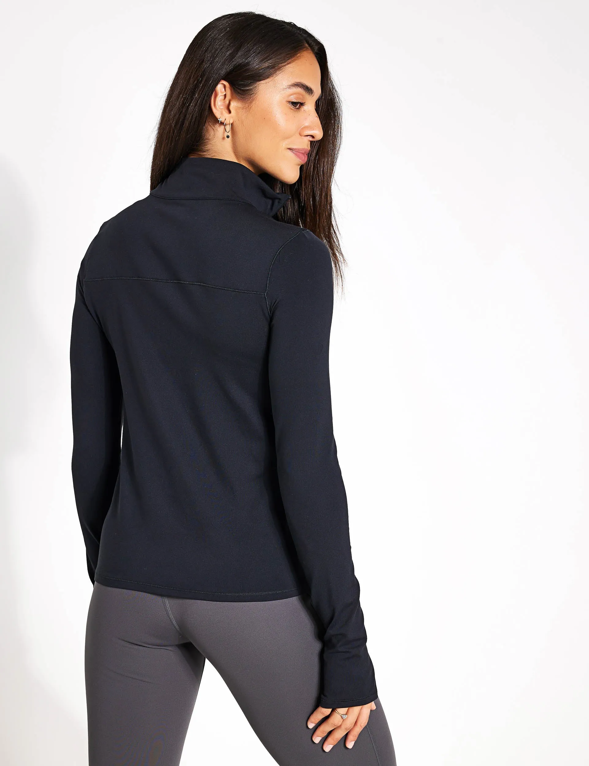 Girlfriend Collective ReSet Mock Neck Half Zip - Black