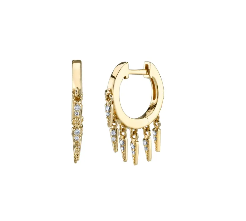 GOLD & DIAMOND FRINGE HUGGIE HOOPS