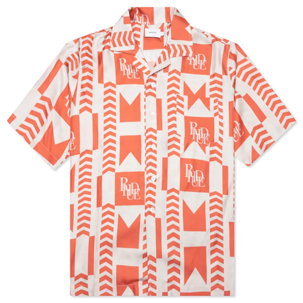 Grasse Button Up - Orange/Ivory