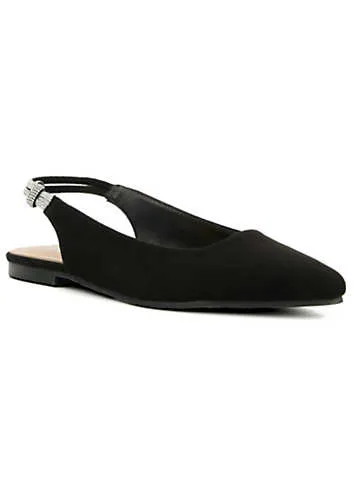 Head Over Heels by Dune Hanley Black Knot Detail Pointed Ballerinas | Grattan