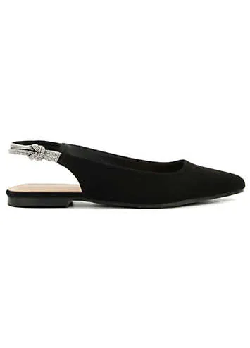 Head Over Heels by Dune Hanley Black Knot Detail Pointed Ballerinas | Grattan