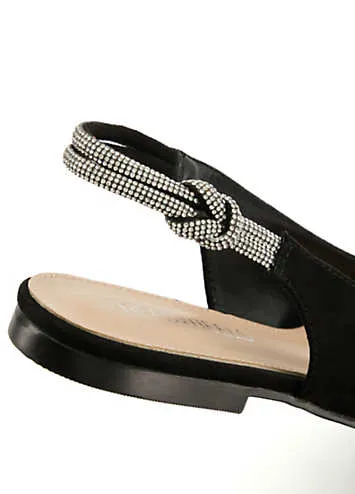 Head Over Heels by Dune Hanley Black Knot Detail Pointed Ballerinas | Grattan