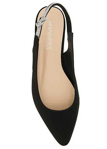 Head Over Heels by Dune Hanley Black Knot Detail Pointed Ballerinas | Grattan