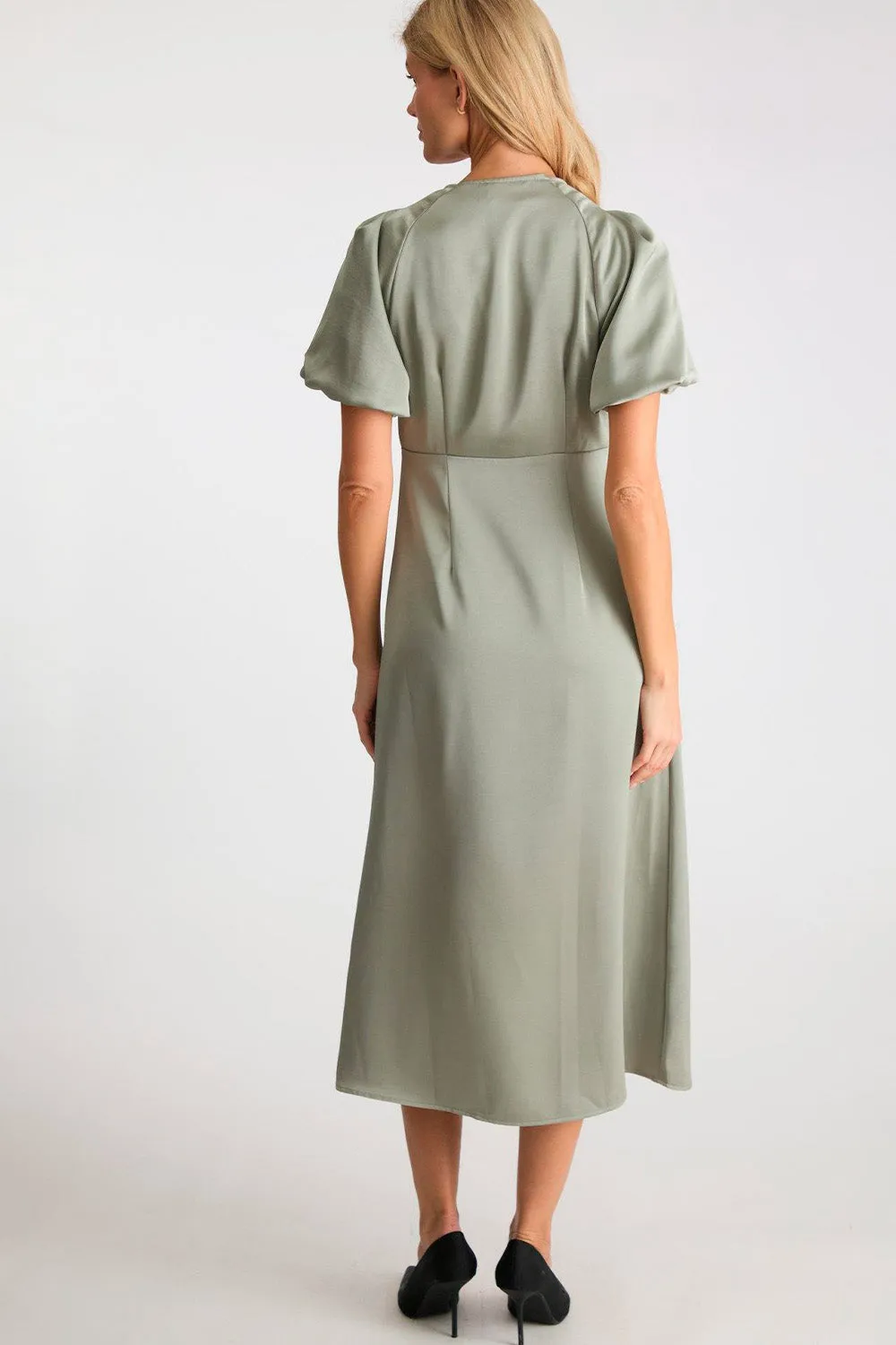 Illana Heavy Sateen Dress | Smoke Green | Kjole fra Neo Noir