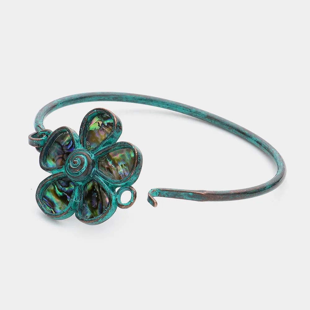 iLLASPARKZ Abalone Flower Pointed Bangle Bracelet