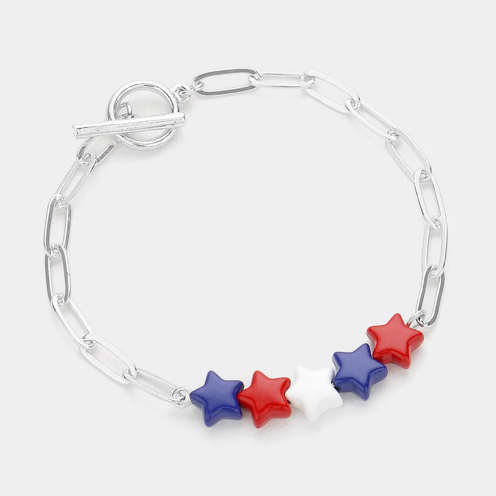 iLLASPARKZ Star Beaded Pointed Paperclip Chain Bracelet