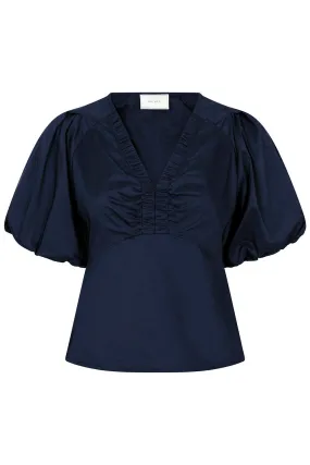 Irina Poplin Blouse 162219 | Navy | Bluse fra Neo Noir