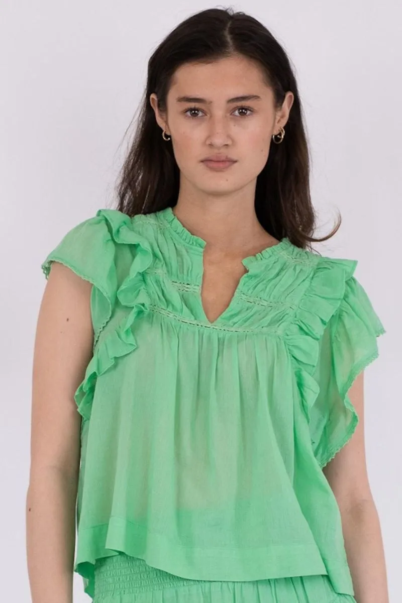 Jayla S Voile Top 159881 | Apple Green | Top fra Neo Noir