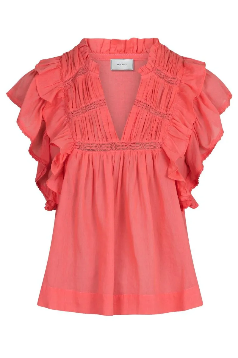 Jayla S Voile Top 159881 | Coral | Top fra Neo Noir