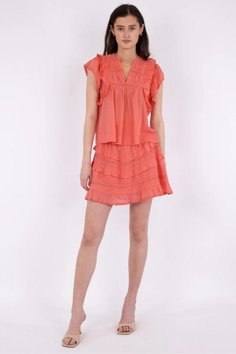 Jayla S Voile Top 159881 | Coral | Top fra Neo Noir